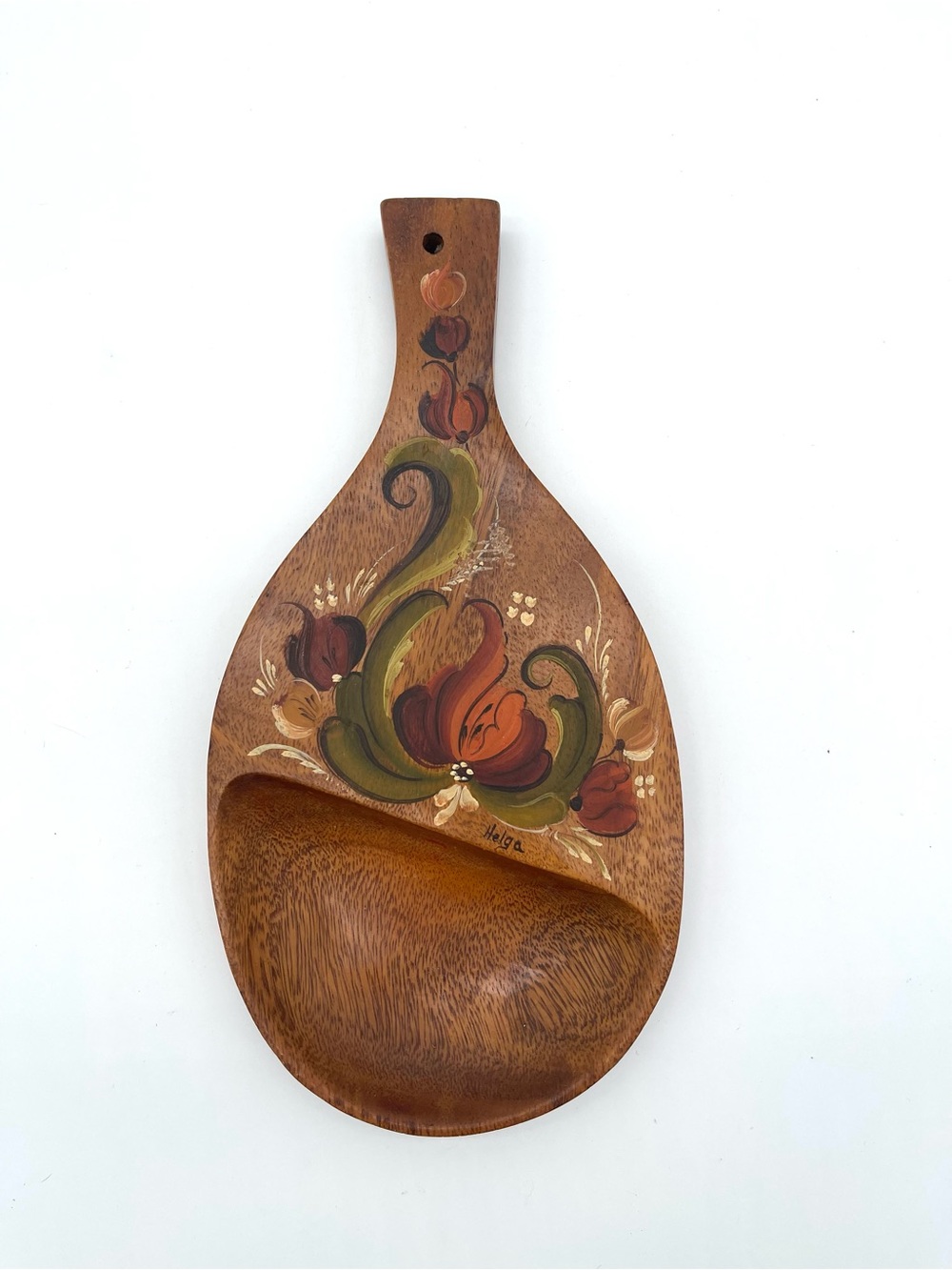 Hand-Painted Vintage Wood Wall Decor/Tray, Folk Art Cottage Core